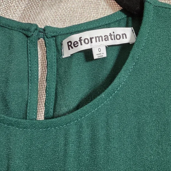 Reformation Gavin Midi Open back Dress Emerald Green 0